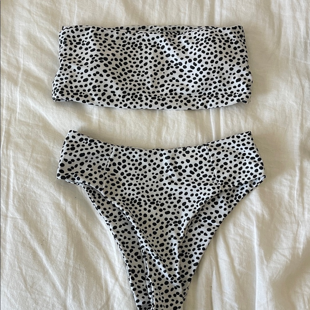 Black and White Polka Dot Bikini Set